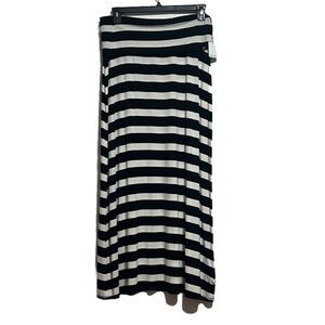 *NWT Calvin Klein Black & White Stripe Jersey Maxi Skirt Floor Length Size M